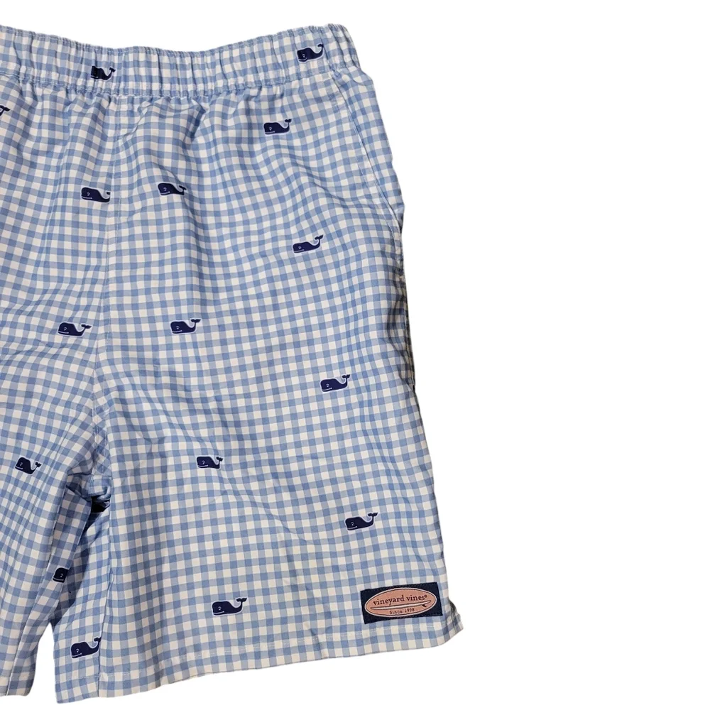 Vineyard Vines Blue Gingham Whale Shorts